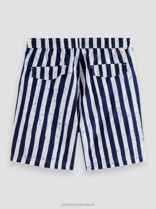 Scotch & Soda Men Printed Mid-Length Swim Shorts LP48HB679 Clothing Blue Tie Dye Stripe