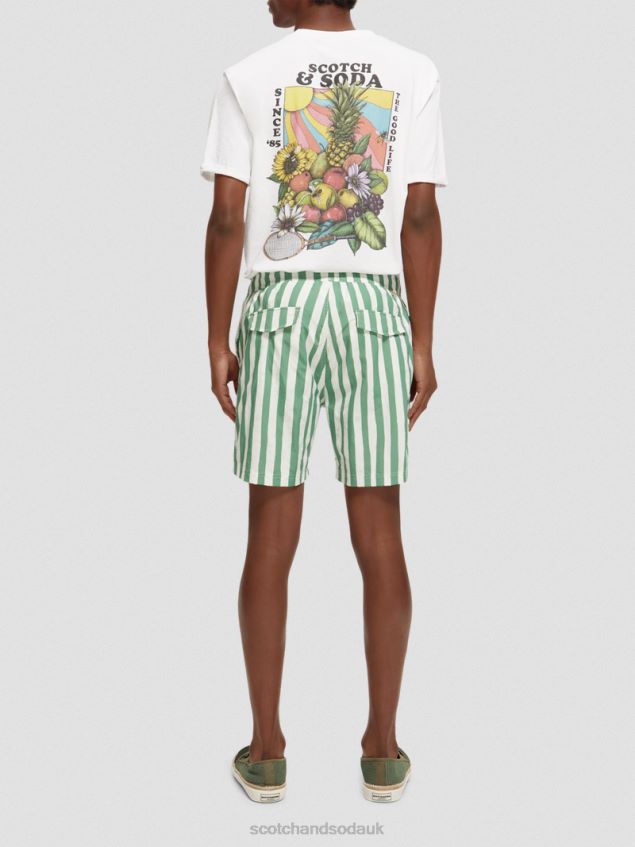 Scotch & Soda Men Printed Mid-Length Swim Shorts LP48HB680 Clothing Green Tie Dye Stripe
