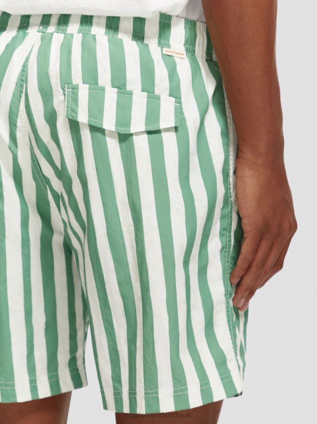 Scotch & Soda Men Printed Mid-Length Swim Shorts LP48HB680 Clothing Green Tie Dye Stripe