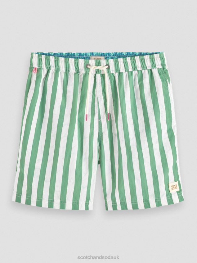 Scotch & Soda Men Printed Mid-Length Swim Shorts LP48HB680 Clothing Green Tie Dye Stripe