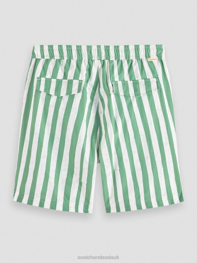 Scotch & Soda Men Printed Mid-Length Swim Shorts LP48HB680 Clothing Green Tie Dye Stripe