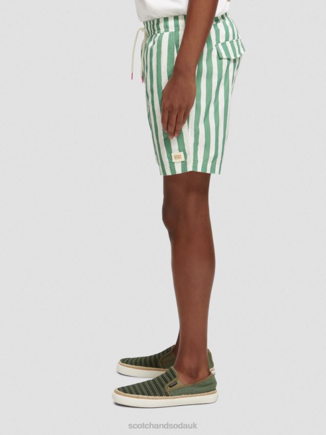 Scotch & Soda Men Printed Mid-Length Swim Shorts LP48HB680 Clothing Green Tie Dye Stripe