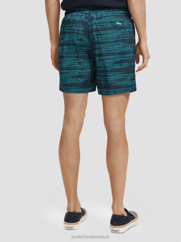 Scotch & Soda Men Printed Mid-Length Swim Shorts LP48HB690 Clothing Blue Stripe