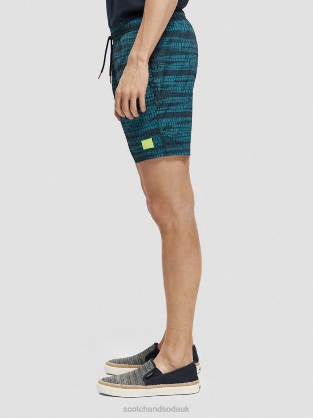 Scotch & Soda Men Printed Mid-Length Swim Shorts LP48HB690 Clothing Blue Stripe