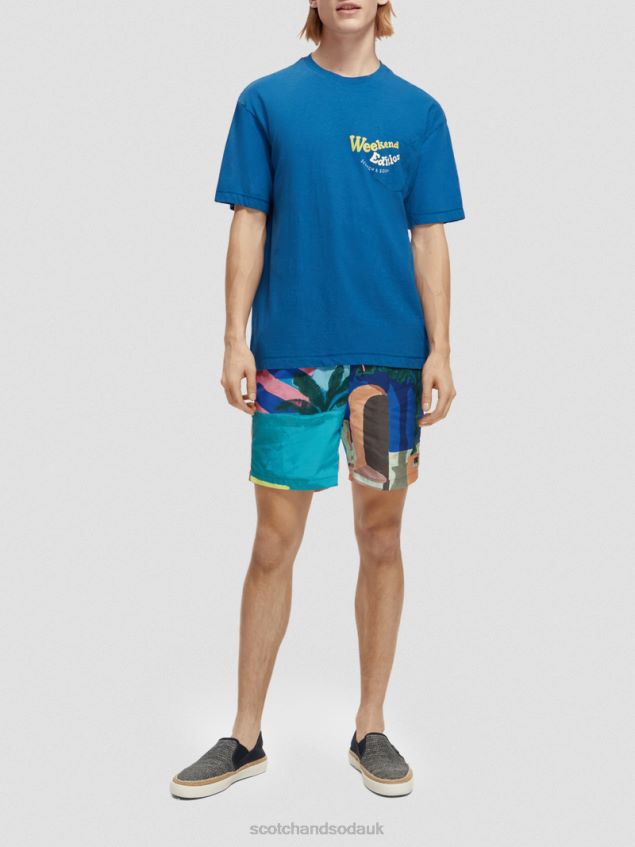 Scotch & Soda Men Printed Mid-Length Swim Shorts LP48HB691 Clothing Aop Scene