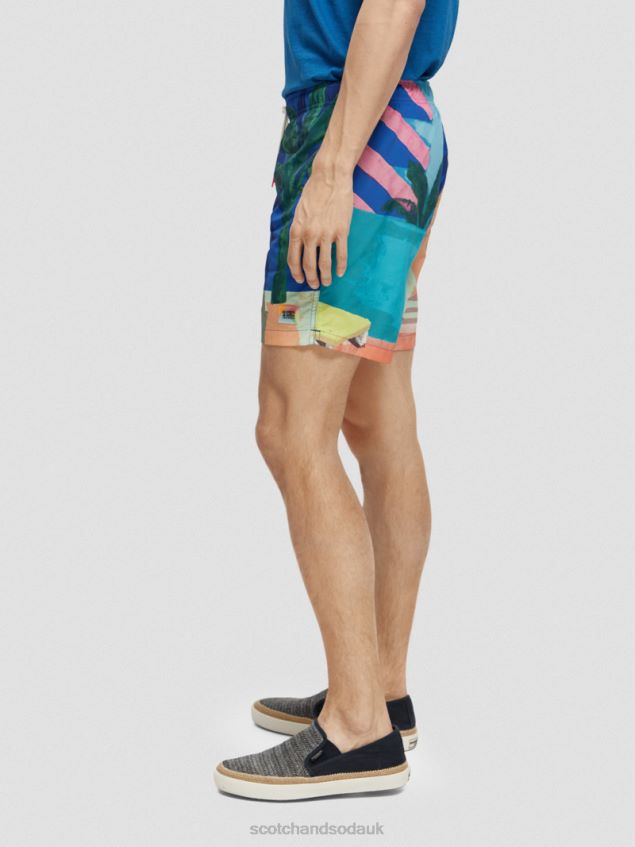 Scotch & Soda Men Printed Mid-Length Swim Shorts LP48HB691 Clothing Aop Scene