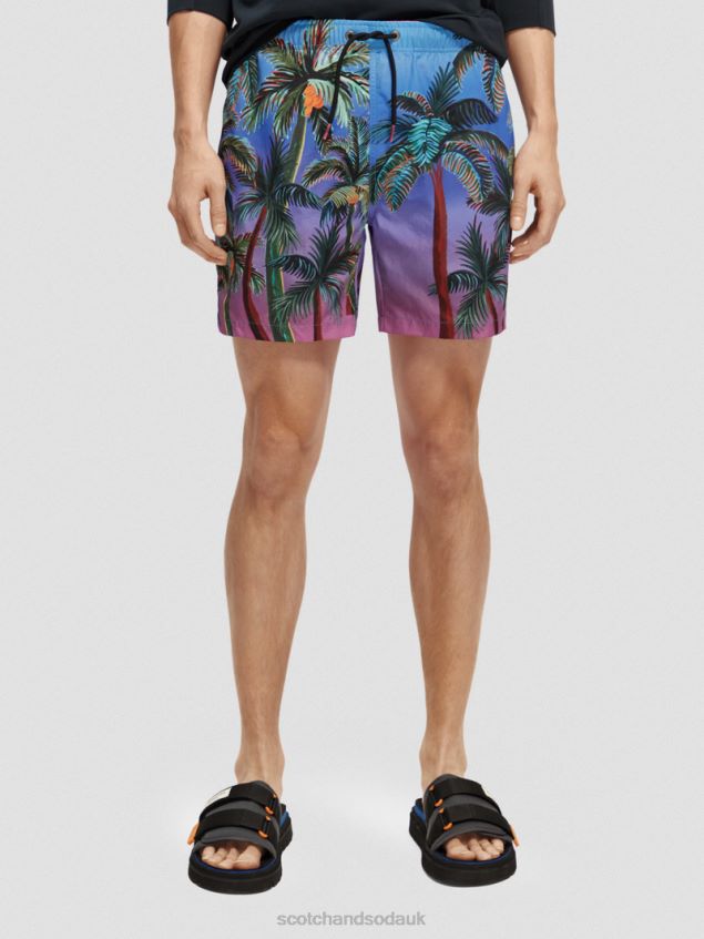 Scotch & Soda Men Printed Mid-Length Swim Shorts LP48HB692 Clothing Navy Aop Palmtrees