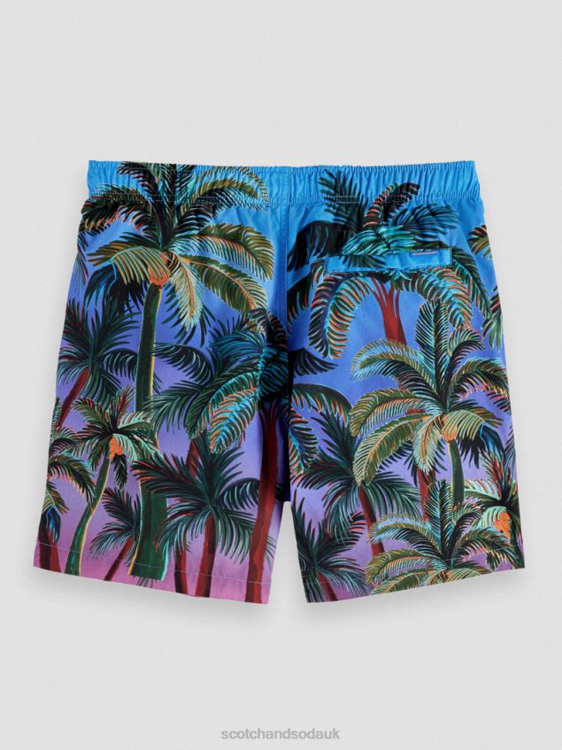 Scotch & Soda Men Printed Mid-Length Swim Shorts LP48HB692 Clothing Navy Aop Palmtrees