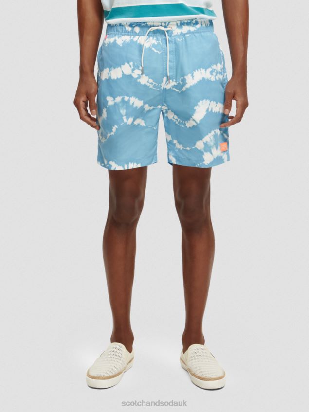 Scotch & Soda Men Printed Tie-Dye Mid-Length Swim Shorts LP48HB687 Clothing Sea Blue Tie Dye