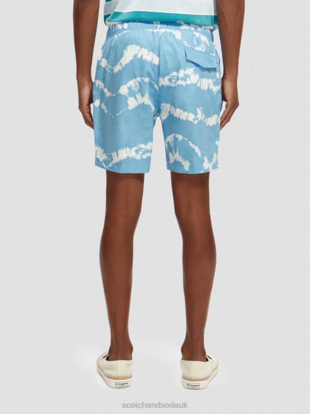 Scotch & Soda Men Printed Tie-Dye Mid-Length Swim Shorts LP48HB687 Clothing Sea Blue Tie Dye