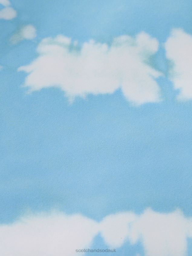 Scotch & Soda Men Printed Tie-Dye Mid-Length Swim Shorts LP48HB687 Clothing Sea Blue Tie Dye