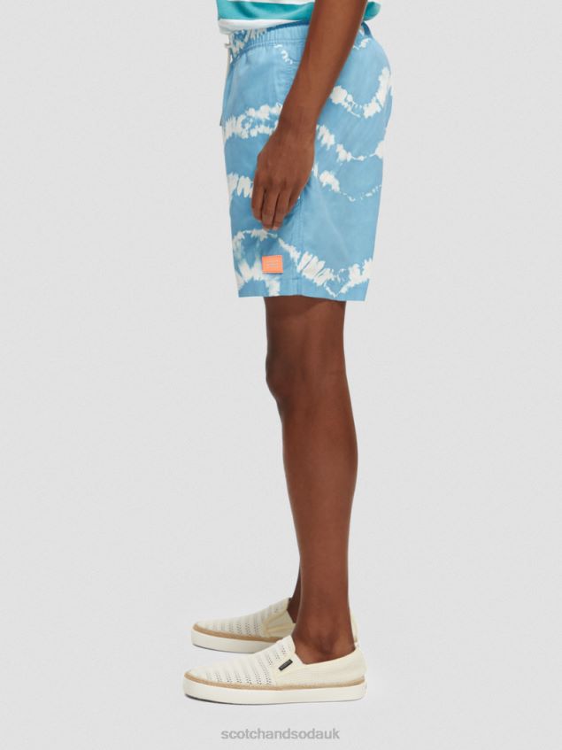 Scotch & Soda Men Printed Tie-Dye Mid-Length Swim Shorts LP48HB687 Clothing Sea Blue Tie Dye