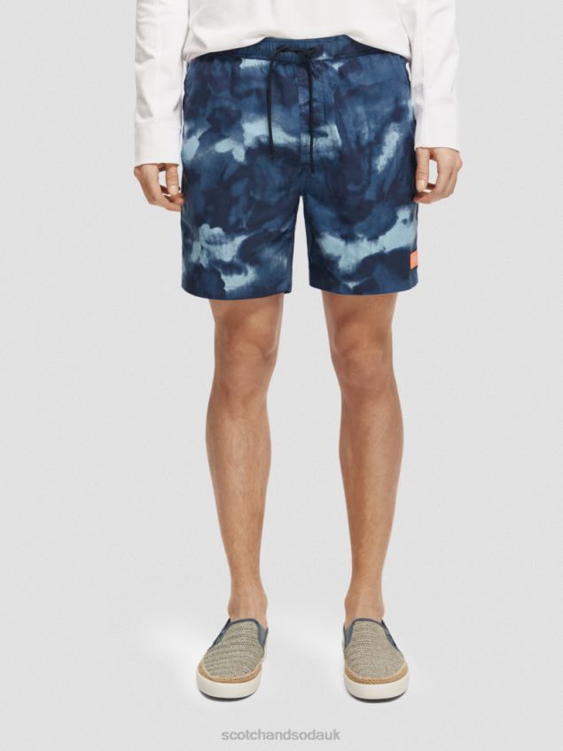 Scotch & Soda Men Printed Tie-Dye Mid-Length Swim Shorts LP48HB689 Clothing Navy Tie Dye