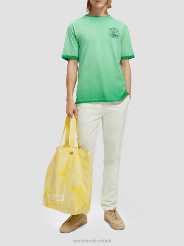Scotch & Soda Men Cold-Dyed Artwork T-Shirt LP48HB376 Clothing Amazon Green