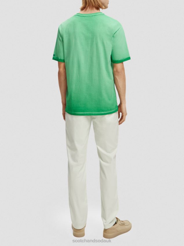 Scotch & Soda Men Cold-Dyed Artwork T-Shirt LP48HB376 Clothing Amazon Green