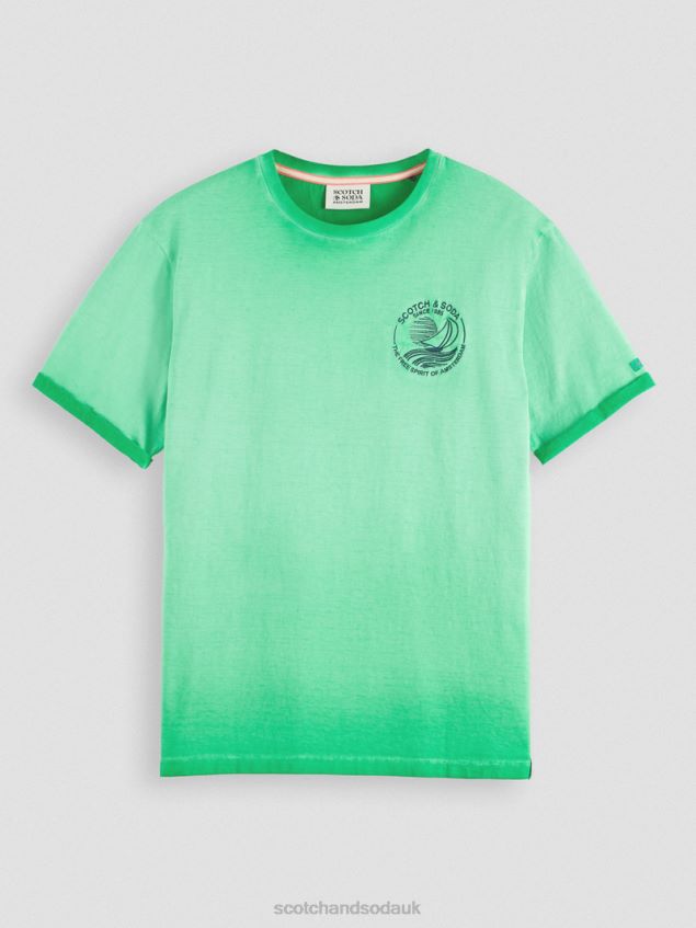 Scotch & Soda Men Cold-Dyed Artwork T-Shirt LP48HB376 Clothing Amazon Green