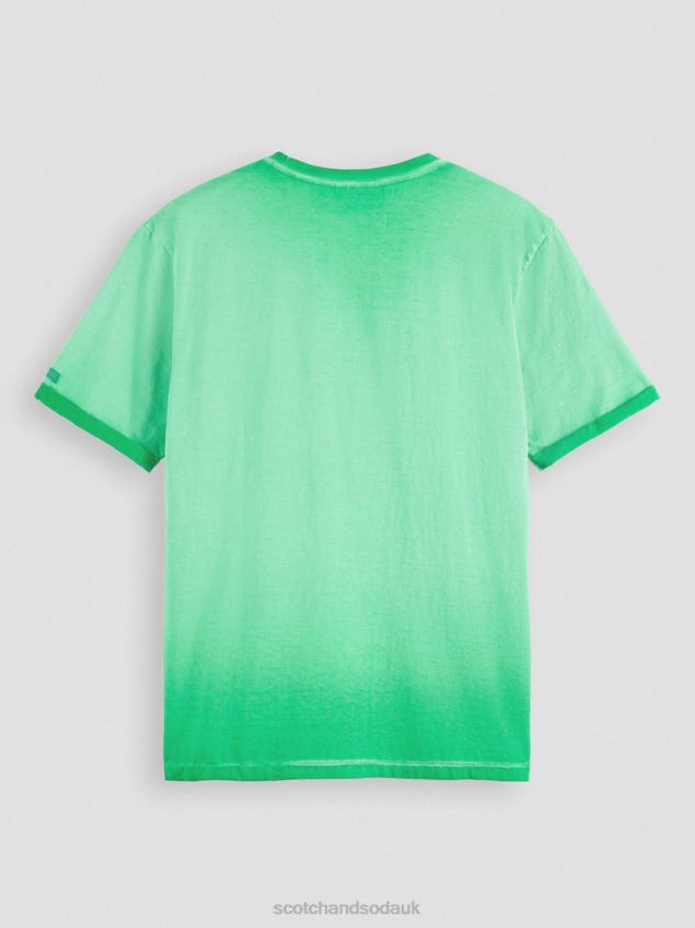Scotch & Soda Men Cold-Dyed Artwork T-Shirt LP48HB376 Clothing Amazon Green