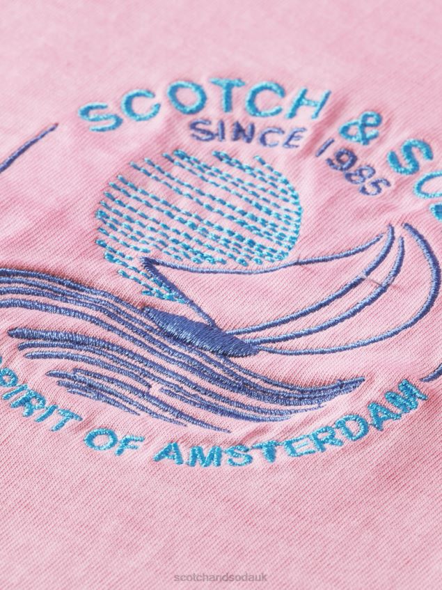 Scotch & Soda Men Cold-Dyed Artwork T-Shirt LP48HB377 Clothing Cerise