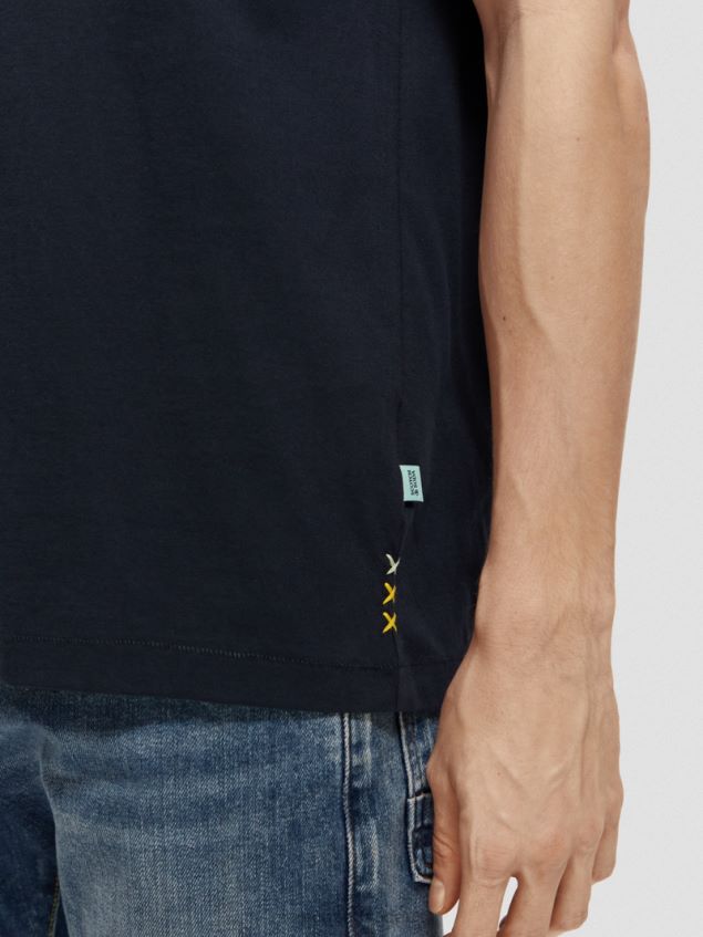 Scotch & Soda Men Embroidered Artwork T-Shirt LP48HB393 Clothing Navy