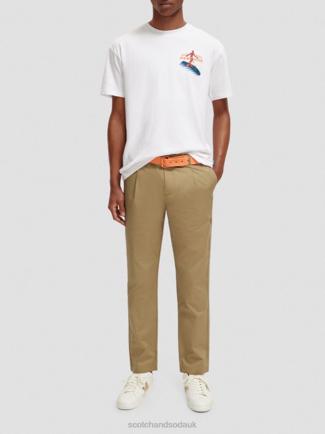 Scotch & Soda Men Embroidered Artwork T-Shirt LP48HB394 Clothing White