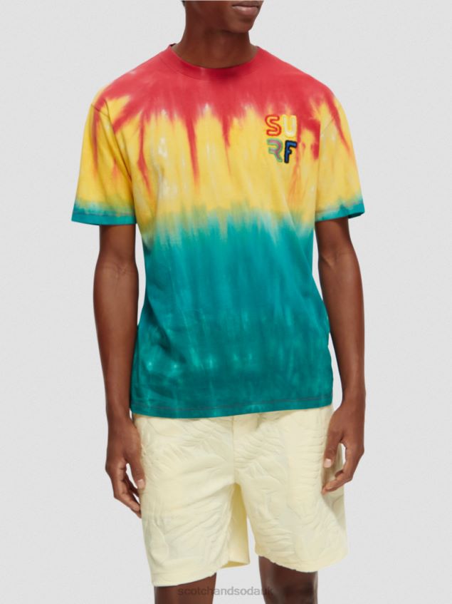 Scotch & Soda Men Embroidered Artwork Tie-Dye T-Shirt LP48HB441 Clothing Multicolour Tie Dye