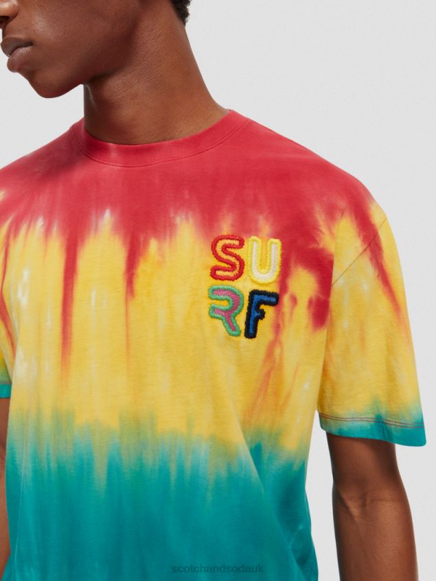 Scotch & Soda Men Embroidered Artwork Tie-Dye T-Shirt LP48HB441 Clothing Multicolour Tie Dye