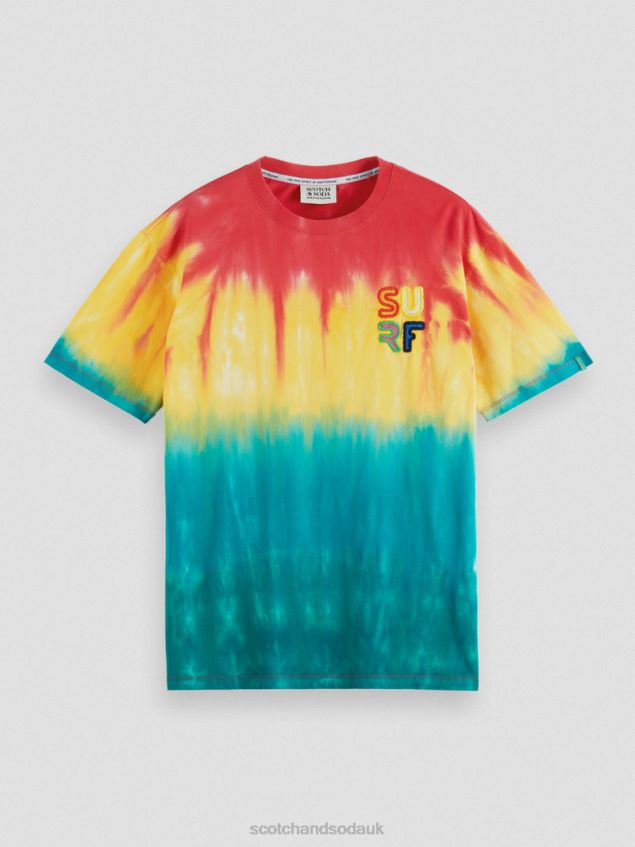 Scotch & Soda Men Embroidered Artwork Tie-Dye T-Shirt LP48HB441 Clothing Multicolour Tie Dye