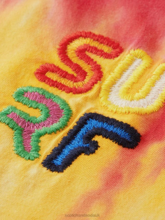 Scotch & Soda Men Embroidered Artwork Tie-Dye T-Shirt LP48HB441 Clothing Multicolour Tie Dye