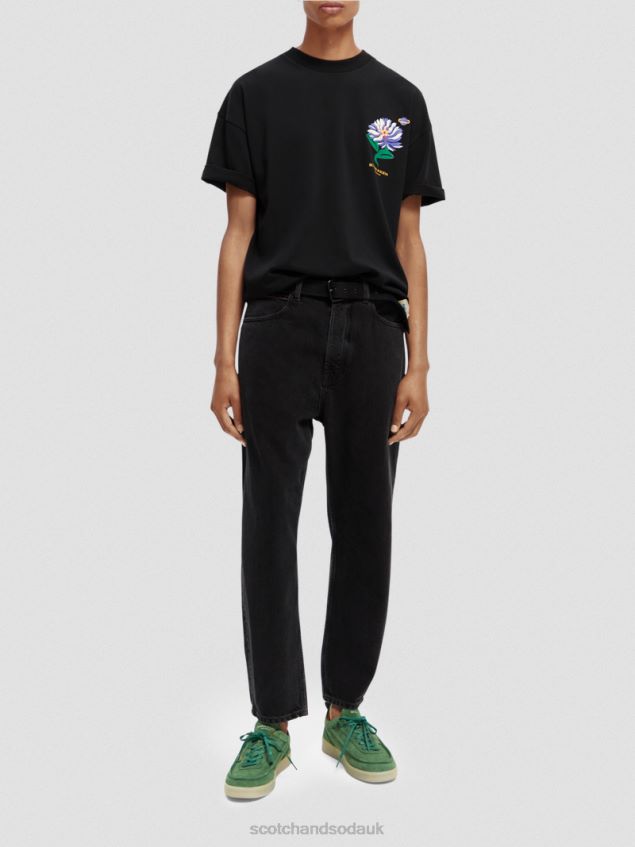 Scotch & Soda Men Embroidered Jersey Artwork T-Shirt LP48HB350 Clothing Black