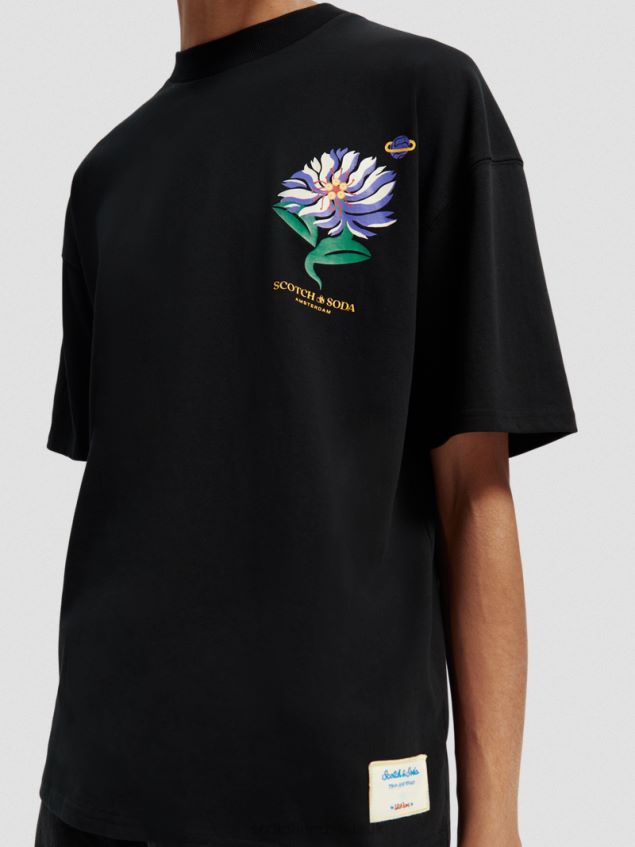 Scotch & Soda Men Embroidered Jersey Artwork T-Shirt LP48HB350 Clothing Black