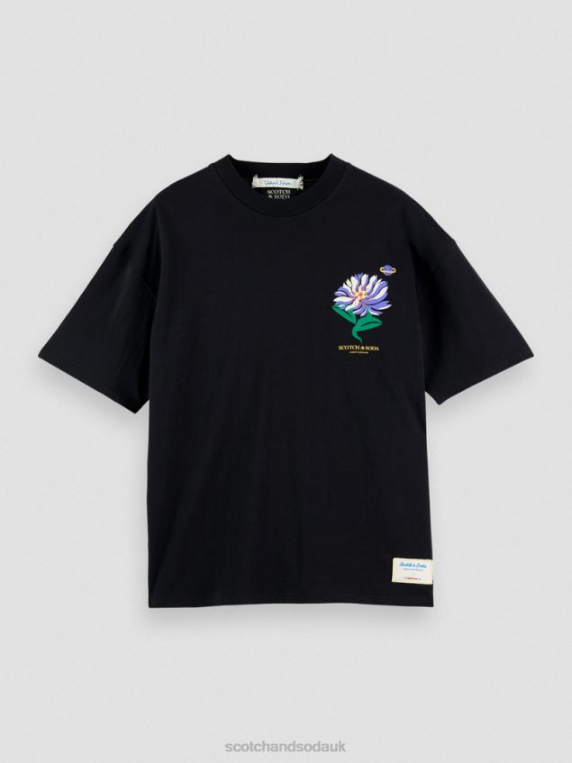 Scotch & Soda Men Embroidered Jersey Artwork T-Shirt LP48HB350 Clothing Black