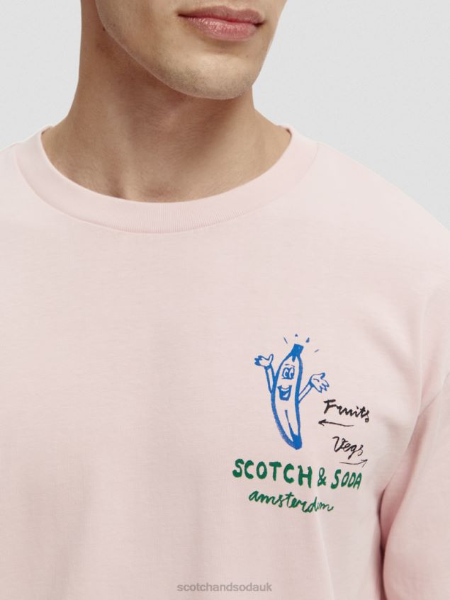 Scotch & Soda Men Long-Sleeved Artwork Organic Cotton T-Shirt LP48HB392 Clothing Rose