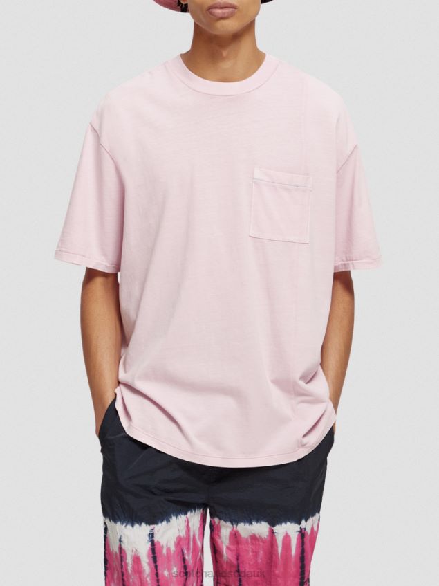 Scotch & Soda Men Loose Fit Garment-Dyed Pocketed T-Shirt LP48HB408 Clothing Stone Pink