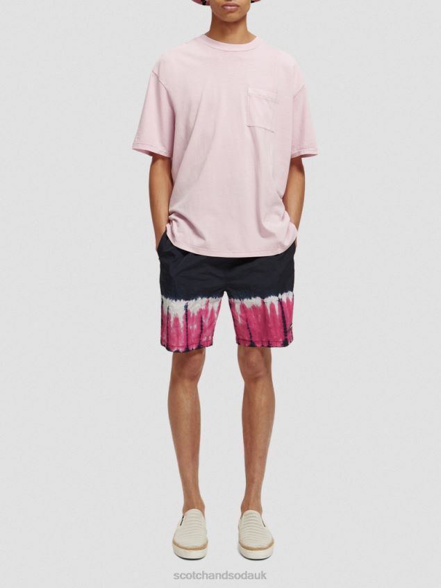 Scotch & Soda Men Loose Fit Garment-Dyed Pocketed T-Shirt LP48HB408 Clothing Stone Pink