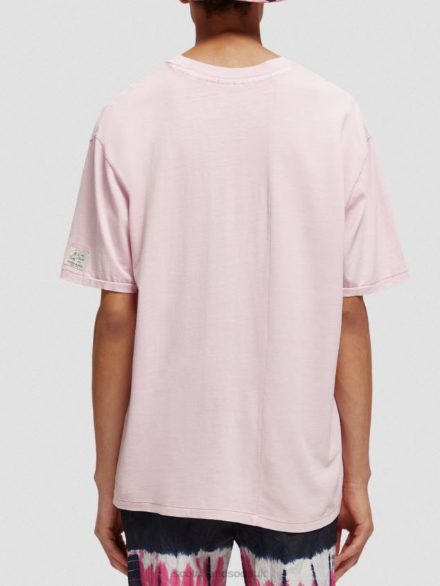 Scotch & Soda Men Loose Fit Garment-Dyed Pocketed T-Shirt LP48HB408 Clothing Stone Pink