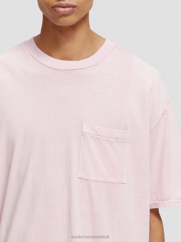 Scotch & Soda Men Loose Fit Garment-Dyed Pocketed T-Shirt LP48HB408 Clothing Stone Pink