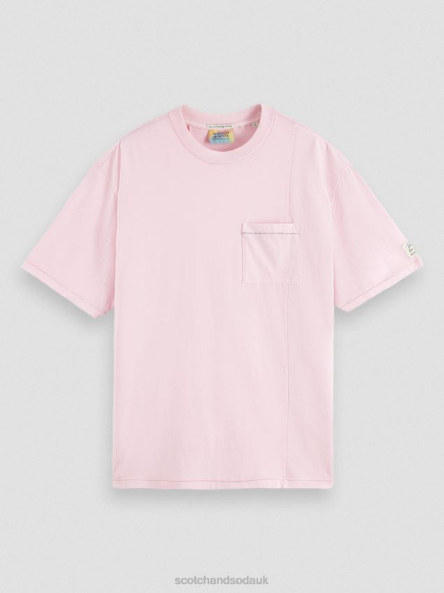 Scotch & Soda Men Loose Fit Garment-Dyed Pocketed T-Shirt LP48HB408 Clothing Stone Pink