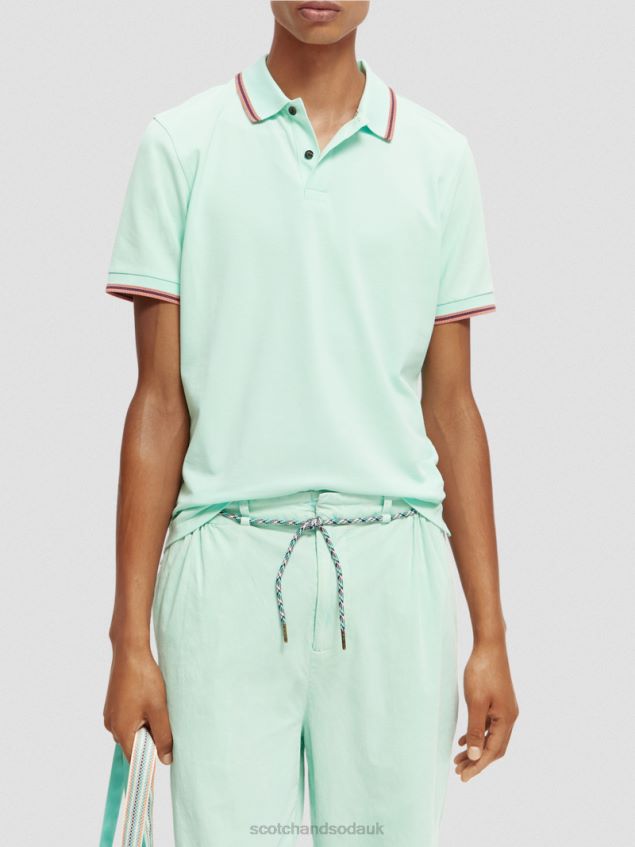 Scotch & Soda Men Organic Cotton Contrast-Tipped Pique Polo LP48HB410 Clothing Bay