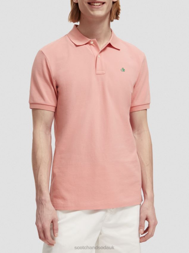 Scotch & Soda Men Organic Cotton Pique Polo LP48HB461 Clothing Flamingo