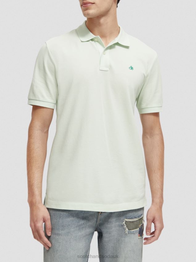 Scotch & Soda Men Organic Cotton Pique Polo LP48HB462 Clothing Mint