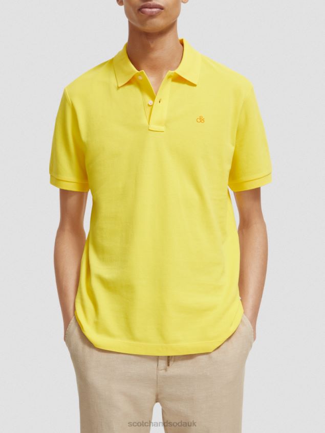 Scotch & Soda Men Organic Cotton Pique Polo LP48HB466 Clothing Sunshine