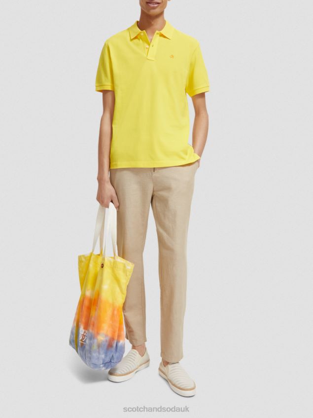 Scotch & Soda Men Organic Cotton Pique Polo LP48HB466 Clothing Sunshine