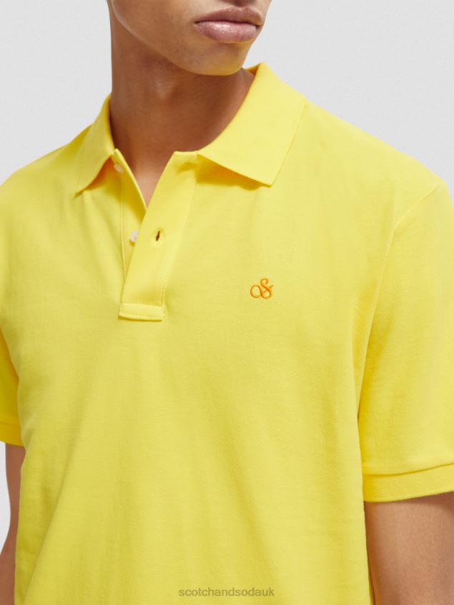 Scotch & Soda Men Organic Cotton Pique Polo LP48HB466 Clothing Sunshine