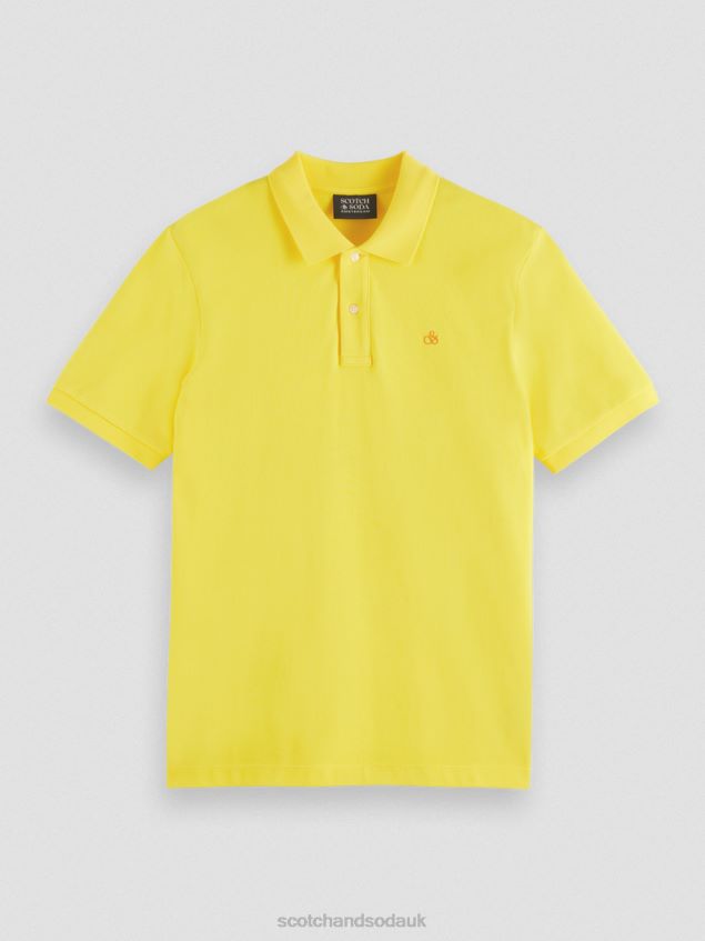 Scotch & Soda Men Organic Cotton Pique Polo LP48HB466 Clothing Sunshine