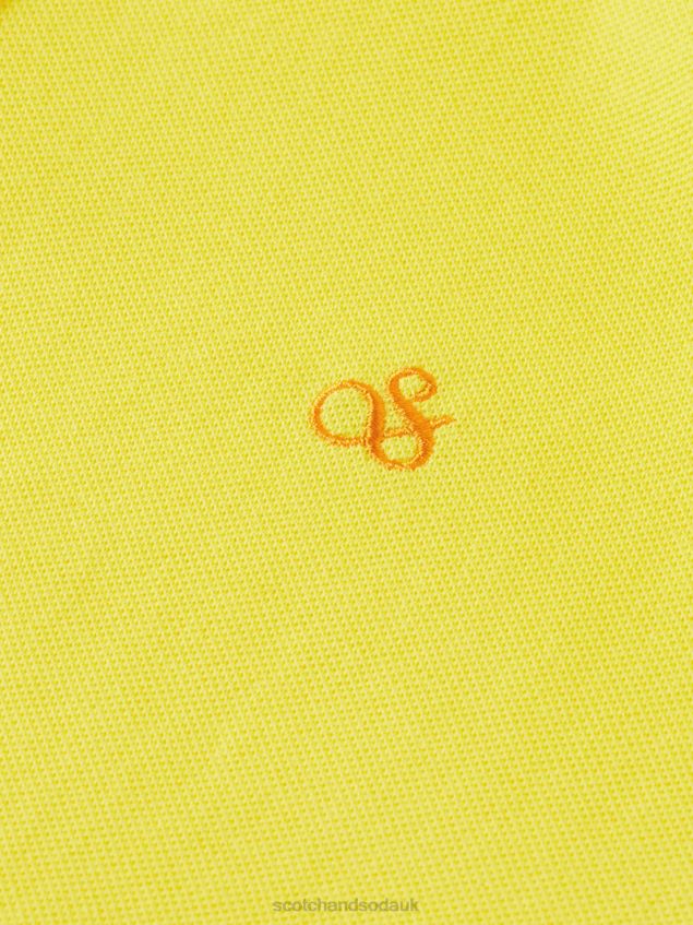 Scotch & Soda Men Organic Cotton Pique Polo LP48HB466 Clothing Sunshine