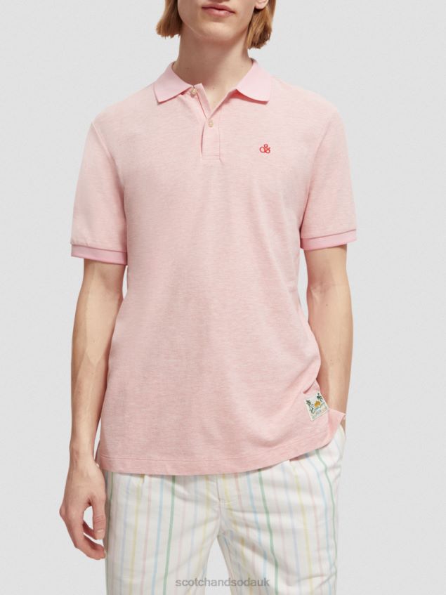 Scotch & Soda Men Organic Cotton Polo LP48HB471 Clothing Flamingo Melange