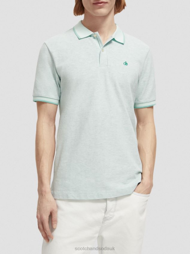 Scotch & Soda Men Organic Cotton Polo LP48HB472 Clothing Mint Melange