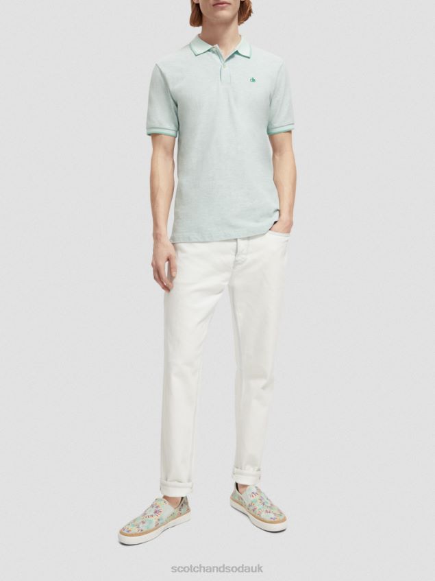 Scotch & Soda Men Organic Cotton Polo LP48HB472 Clothing Mint Melange