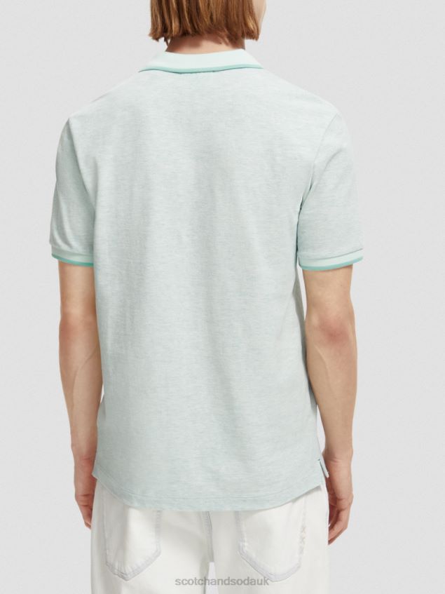 Scotch & Soda Men Organic Cotton Polo LP48HB472 Clothing Mint Melange