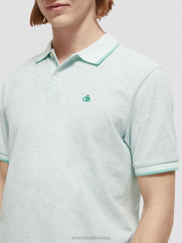Scotch & Soda Men Organic Cotton Polo LP48HB472 Clothing Mint Melange